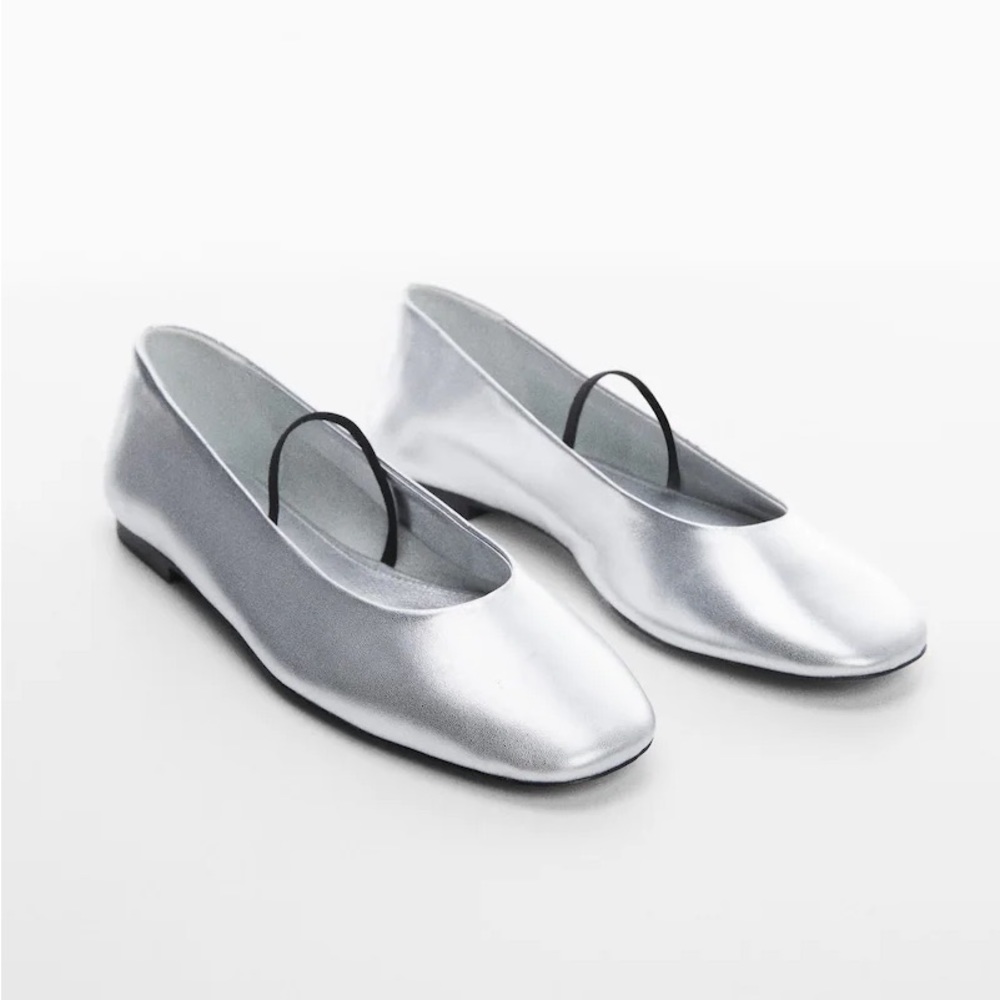 Metallic leather ballerinas flats